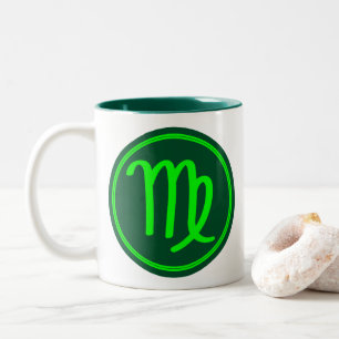 Virgo Zodiac Symbol Green Contrast Two-Tone Coffee Mug