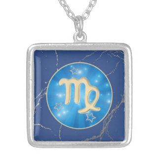 Virgo Zodiac Symbol Kintsugi Celestial Flair Silver Plated Necklace