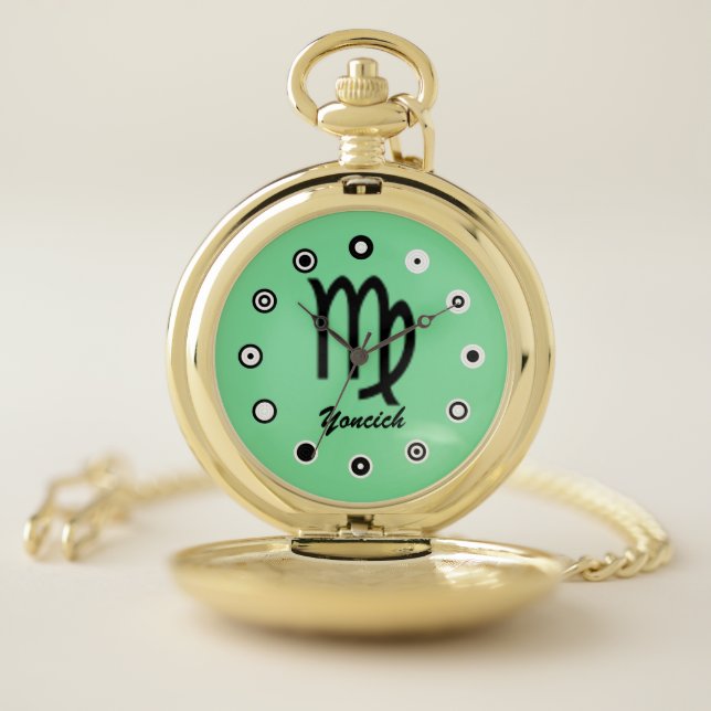 Virgo Zodiac Symbol Standard (Bf) by K Yoncich Pocket Watch (Inside)