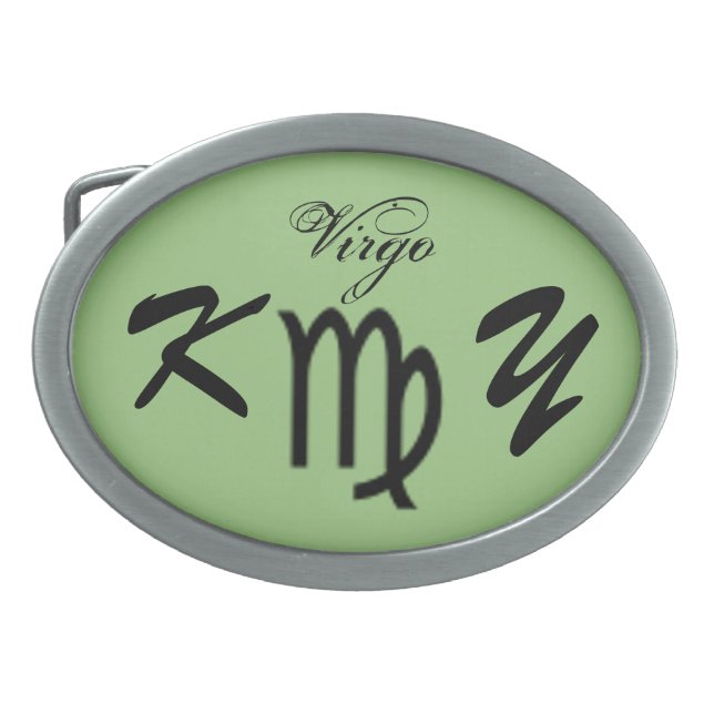 Virgo Zodiac Symbol Standard by Kenneth Yoncich Belt Buckle (Front)