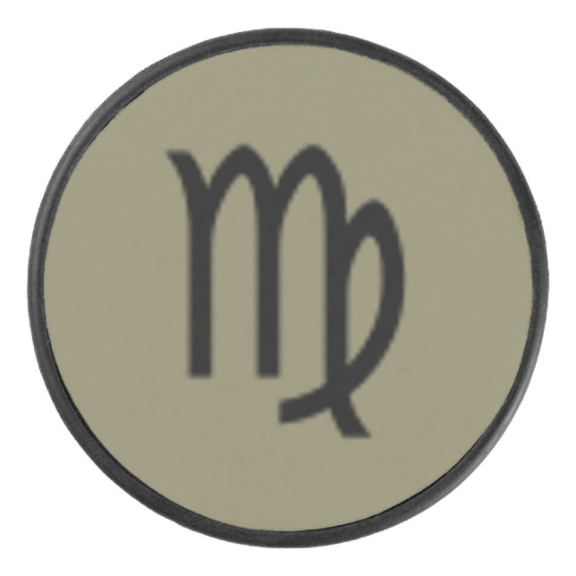 Virgo Zodiac Symbol Standard by Kenneth Yoncich Hockey Puck (Front)