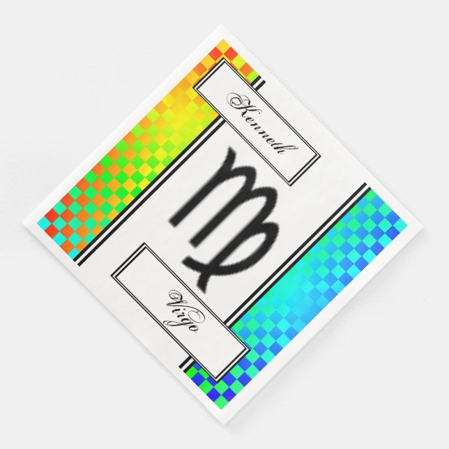 Virgo Zodiac Symbol Standard by Kenneth Yoncich Paper Dinner Napkins (Corner)