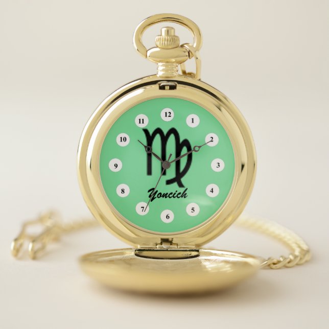 Virgo Zodiac Symbol Standard (Cf) by K Yoncich Pocket Watch (Inside)