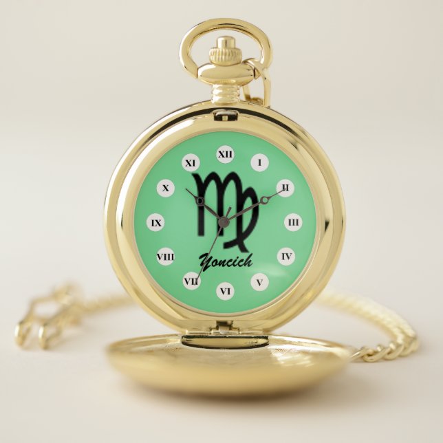 Virgo Zodiac Symbol Standard (Rf) by K Yoncich Pocket Watch (Inside)