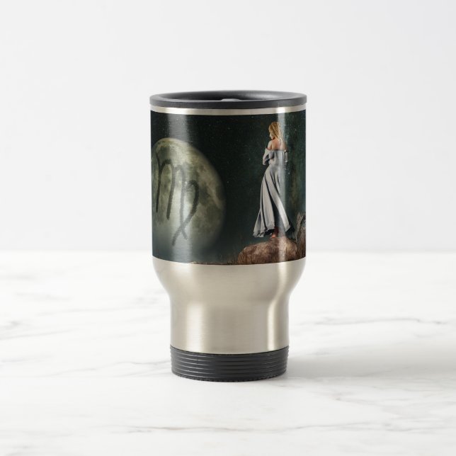 Virgo Zodiac Symbol Travel Mug (Center)