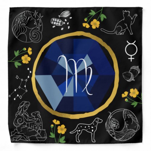 Virgo Zodiac TarotAltar Cloth Bandana