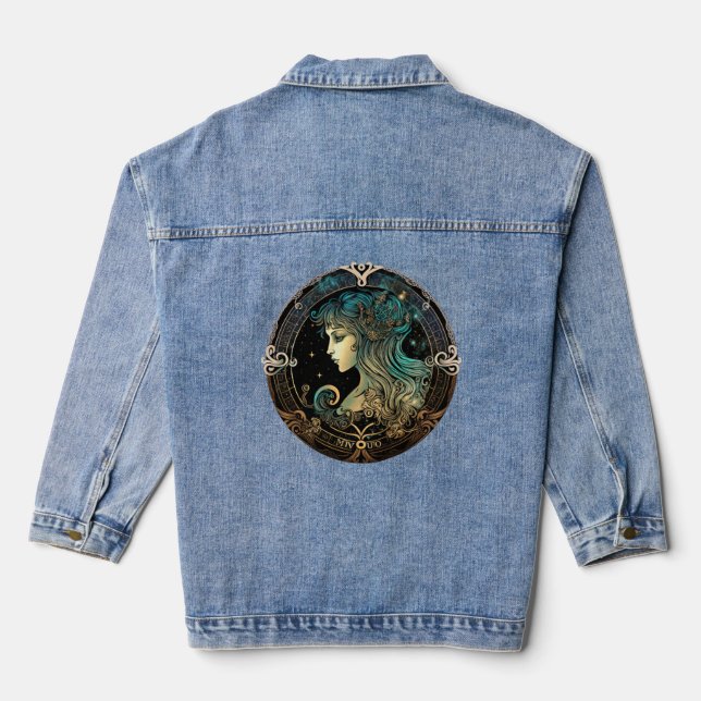 Virgo Zodiac Woman Denim Jacket (Back)