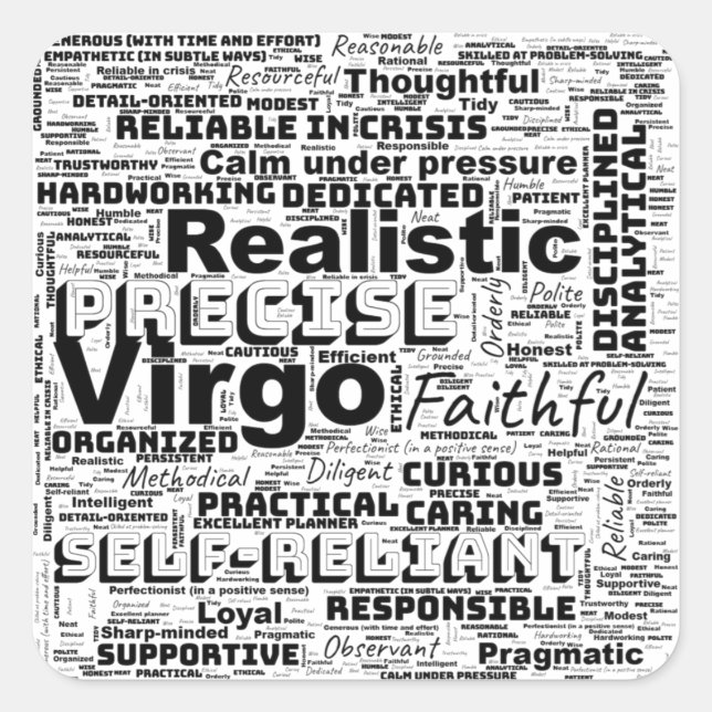 Virgo Zodiac Word Cloud Inspiration Keychain Square Sticker (Front)
