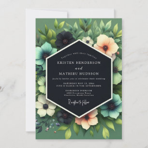 Viridian Peach Moody Wedding Invitation