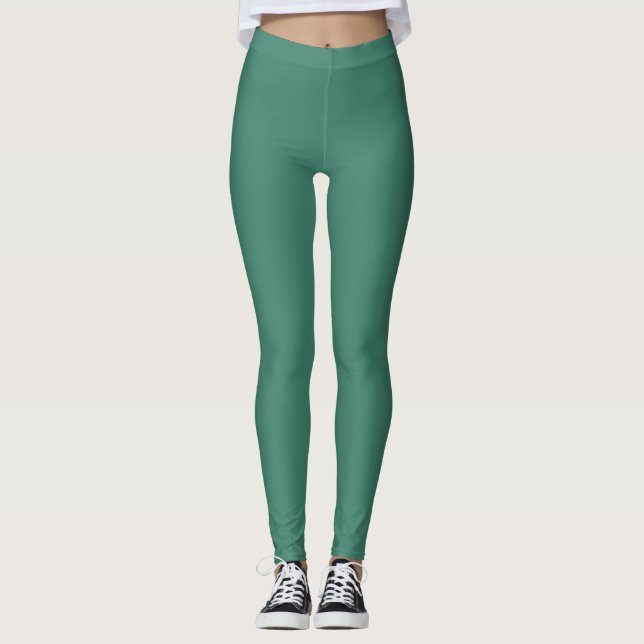 Viridian Solid Color  Leggings (Front)