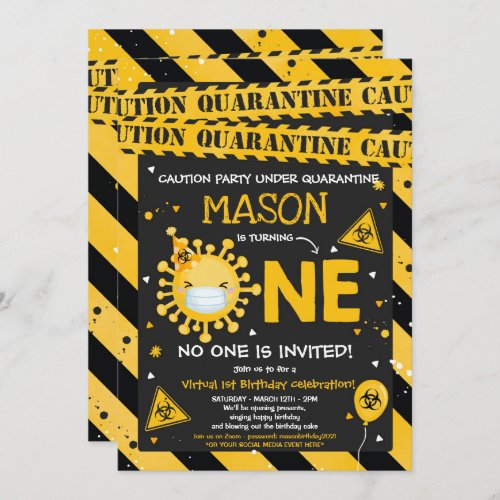 Virtual 1st Birthday Party Quarantine 1st Birthday Invitation