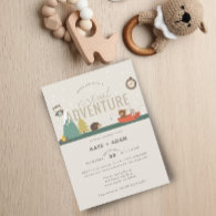 Virtual Adventure Woodland Neutral Baby Shower Invitation