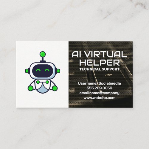 Virtual Assistant  Cute Robot Logo Business Card