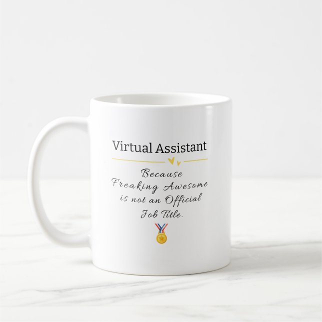 Virtual Assistant Freaking Awesome Job Title Coffee Mug (Left)
