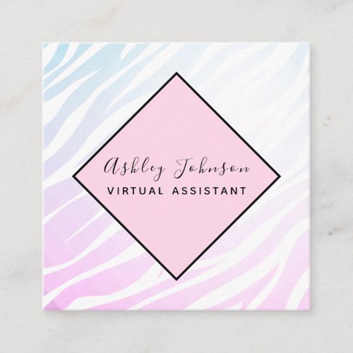 Virtual Assistant Modern Holographic Animal Print Square Business Card