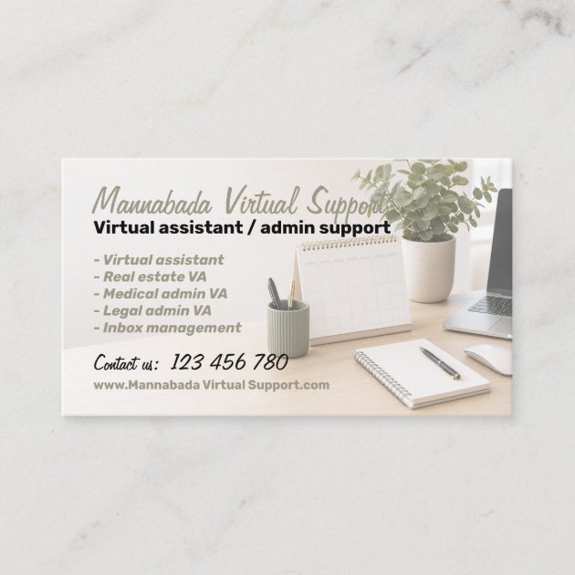 Virtual Assistant Services Business Card