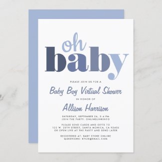 Virtual Baby Boy Shower Oh Baby Blue Invitation