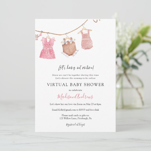 Virtual Baby Girl Shower Invitation Zazzle