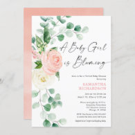 Virtual baby shower Baby girl is blooming spring Invitation