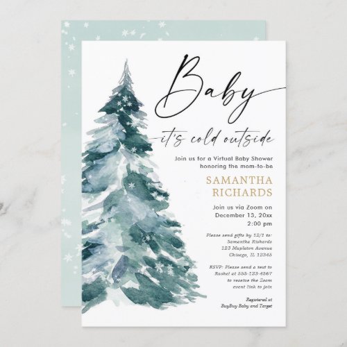 Virtual baby shower Baby its cold outside winter Invitation