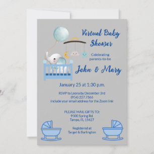 Virtual Baby Shower Boy Invitation