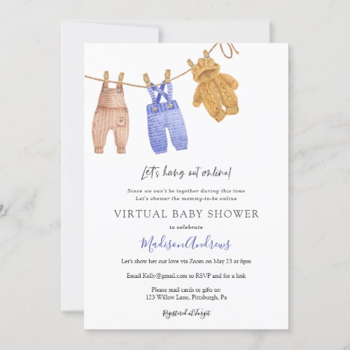 Virtual Baby Shower Boy Invitation