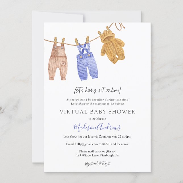 Virtual Baby Shower Boy Invitation (Front)