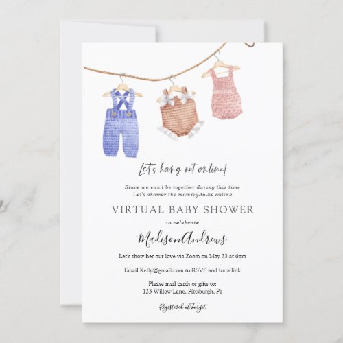 Virtual Baby Shower Boy or Girl Neutral Invitation