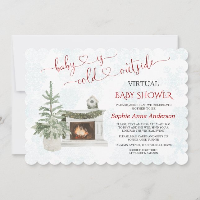 Virtual Baby Shower By Mail Baby Is Cold Outside Invitation (Front)