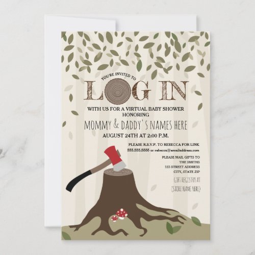 Virtual Baby Shower By Mail Log In Woodland Invitation