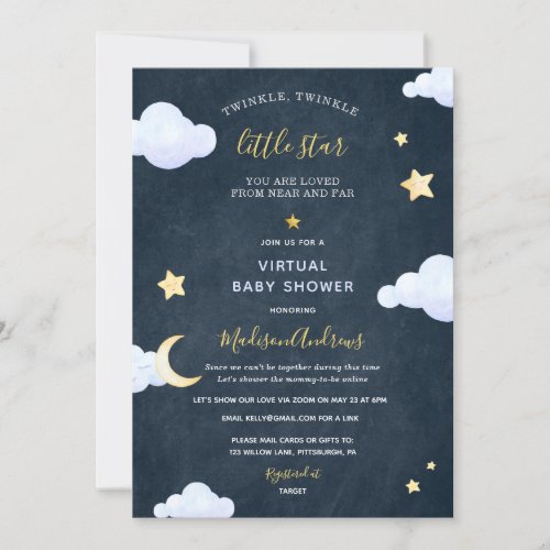 Virtual Baby Shower by Mail Twinkle Little Star Invitation