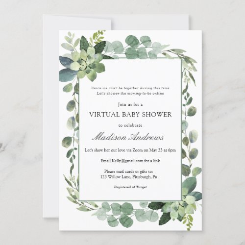 Virtual Baby Shower Eucalyptus Invitation