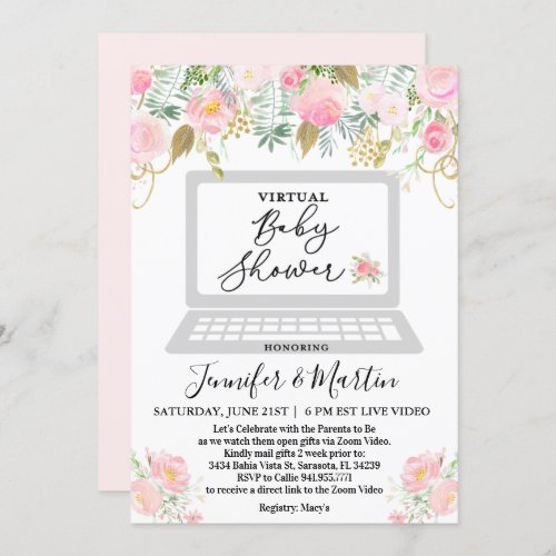 Virtual Baby Shower Floral Invitation