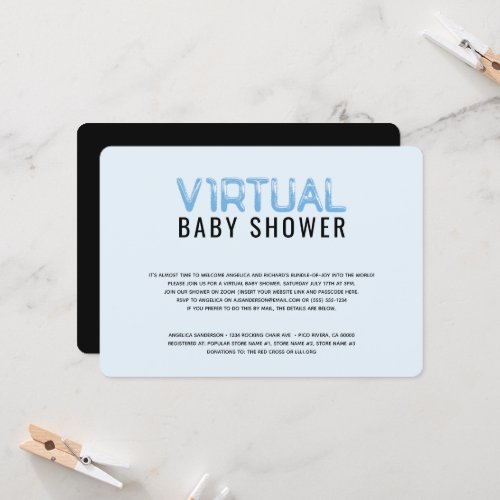 Virtual Baby Shower for Boy Blue Invitation