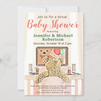 Virtual Baby Shower For Boy Or Girl Invitation by GlitterInvitations at Zazzle
