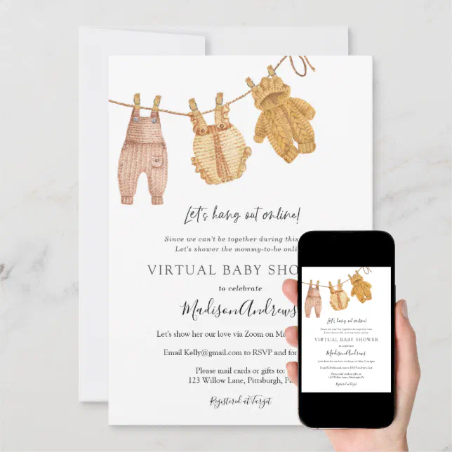 Virtual Baby Shower Gender Neutral Invitation Zazzle