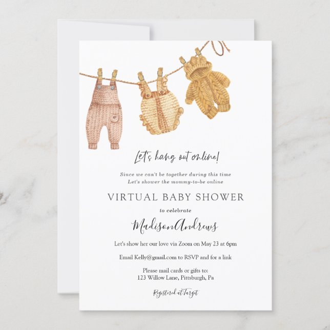 Virtual Baby Shower Gender Neutral Invitation (Front)