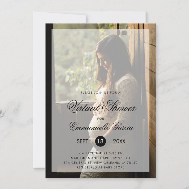 Virtual Baby Shower Gender Neutral Modern Photo Invitation (Front)