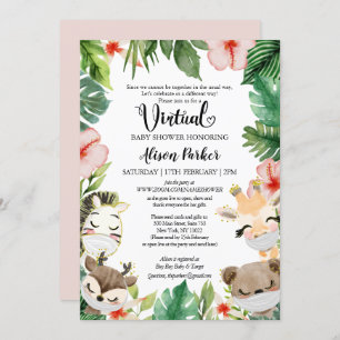 Virtual Baby Shower Gender Neutral Safari Friends Invitation
