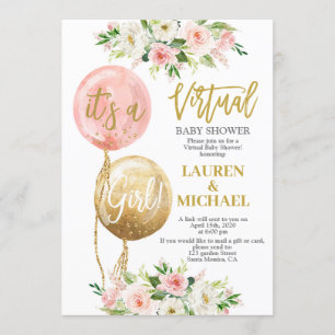 Virtual Baby Shower girl Invitation