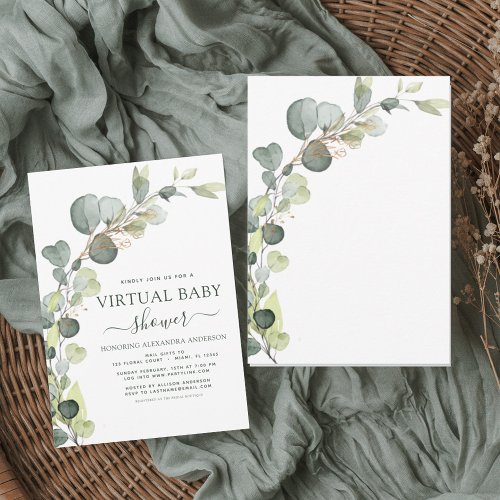 Virtual Baby Shower Greenery Eucalyptus Succulent Invitation