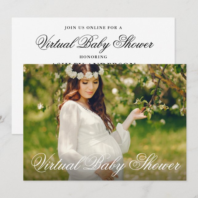 Virtual Baby Shower Mom to Be Photo Invitation (Front/Back)