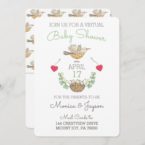 Virtual Baby Shower Sweetest Mama Bird with Nest Invitation