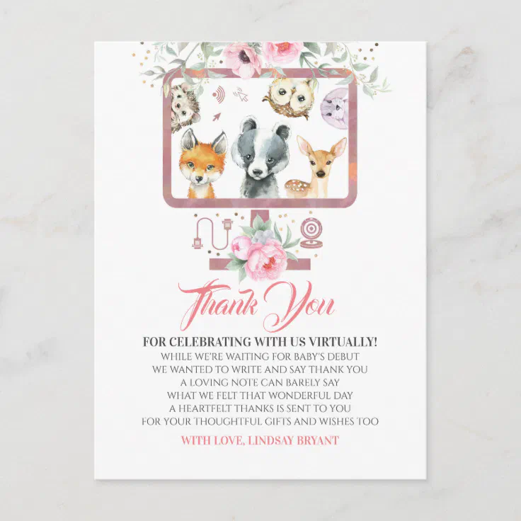 Virtual Baby Shower Thank You Postcard Zazzle