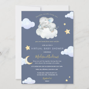 Virtual Baby Shower Twinkle Little Star Elephant Invitation