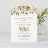 Virtual Baby Shower Watercolor Coral Floral Invitation (Standing Front)