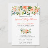 Virtual Baby Shower Watercolor Coral Floral Invitation (Front)