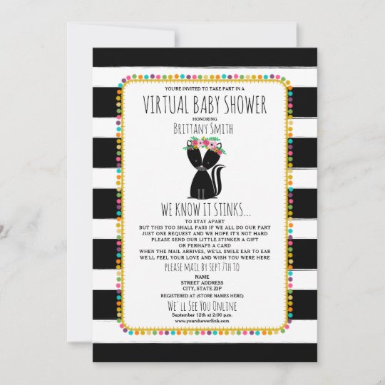 Virtual Baby Social Distancing Shower Skunk Girl Invitation