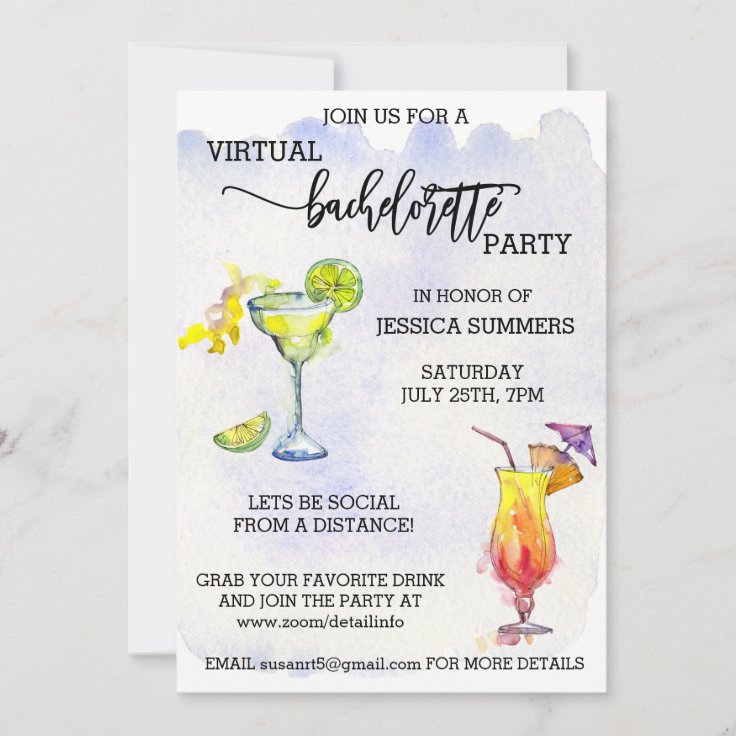 Virtual Bachelorette Party Social Distancing Invitation | Zazzle