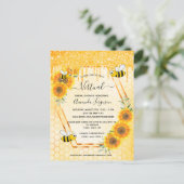 Virtual bee glitter drip sunflowers bridal shower postcard (Standing Front)
